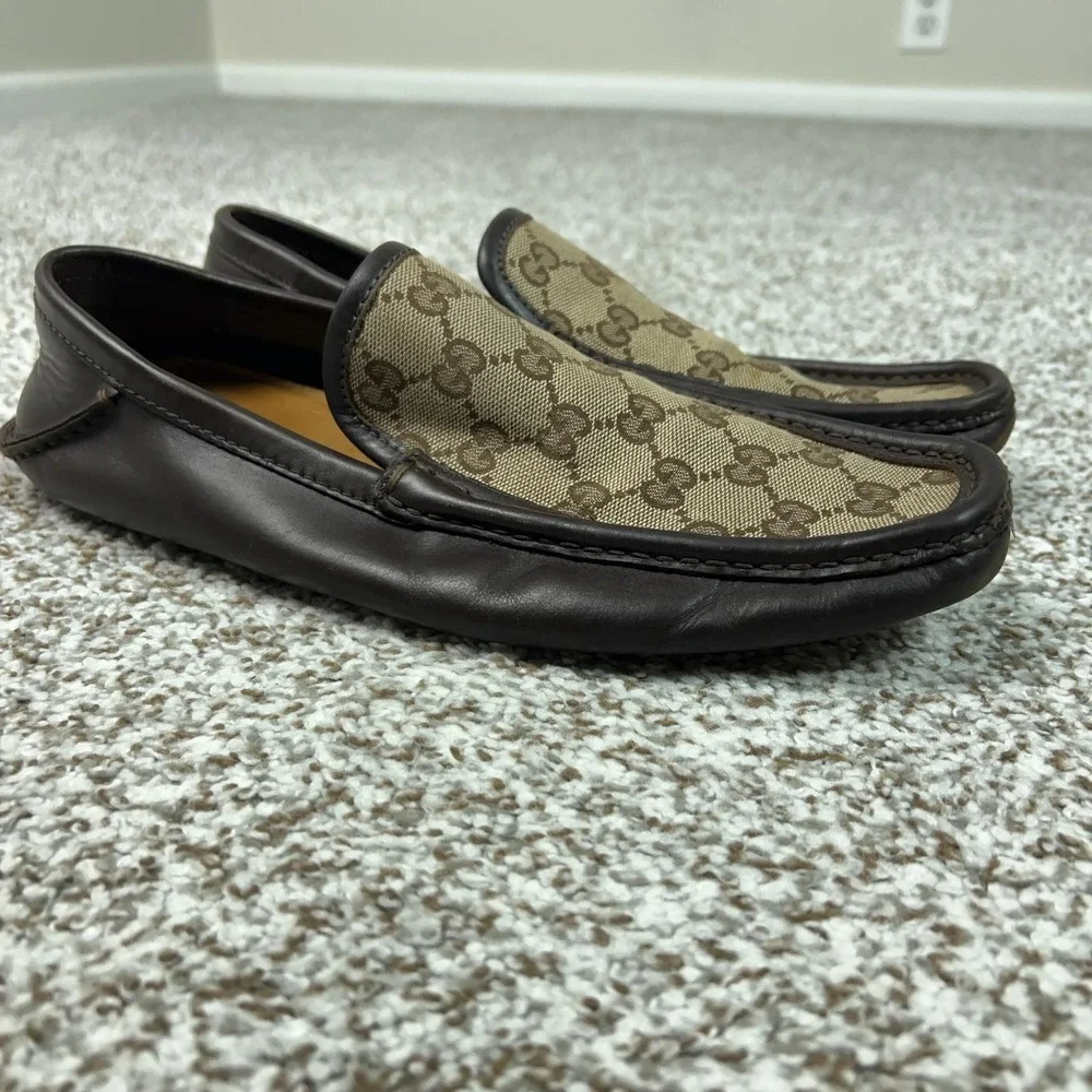Gucci | Shoes | Gucci Mens Shoes Size 75 Brown Leather Canvas
